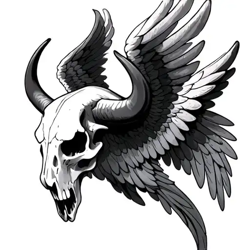 Bull Skull Side Angel
