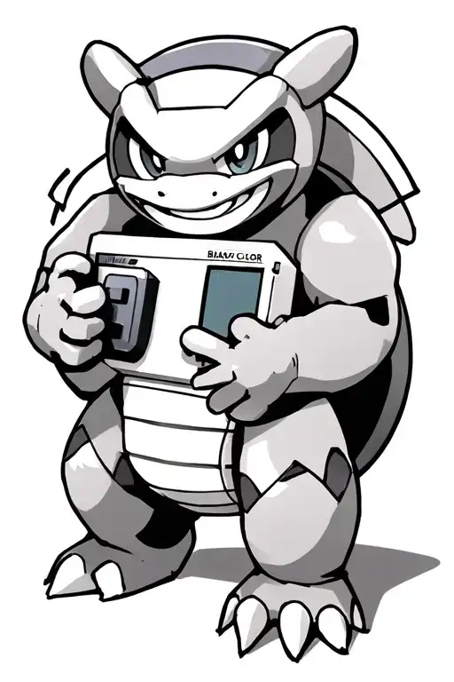 Gen 1 Pokemon Blastoise Holding A Gameboy Color