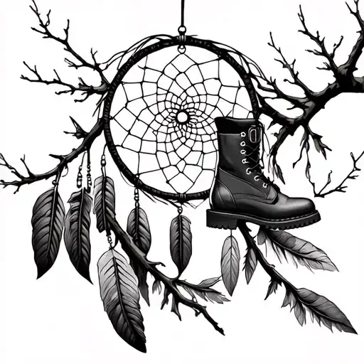 Dream Catcher With Timberland Boots Tree Branch