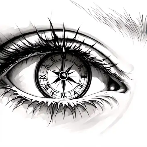 Eye With Clock And Compass