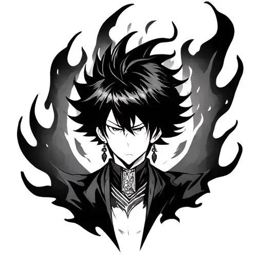 Tanjiro Kamido From The Anime Demon Slayer Earrings With Flame Behind It