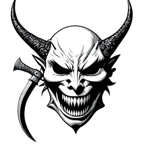 Demon Mask Jaw With Knife