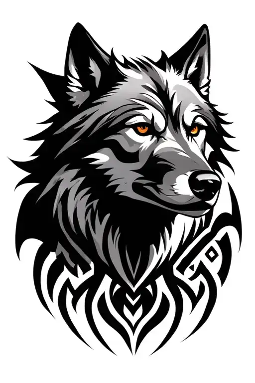 Wolf With Tribal