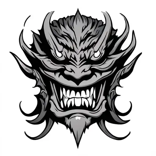 Demon Mask Japanese Oni Mask Jaw