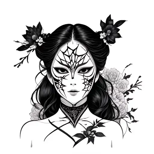 Japanese Woman Wearing Broken Mask