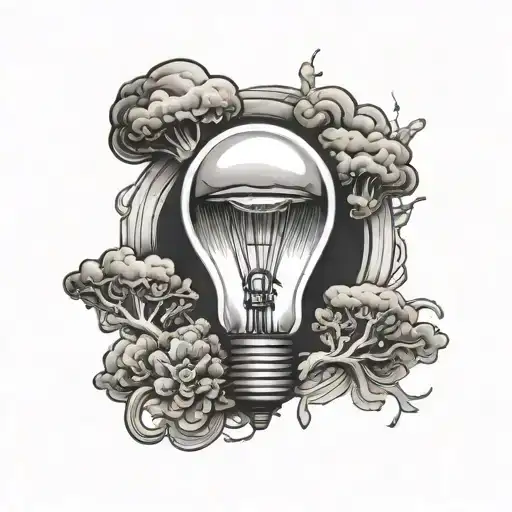 Light Bulb With Small Mushroom Cloud Inside