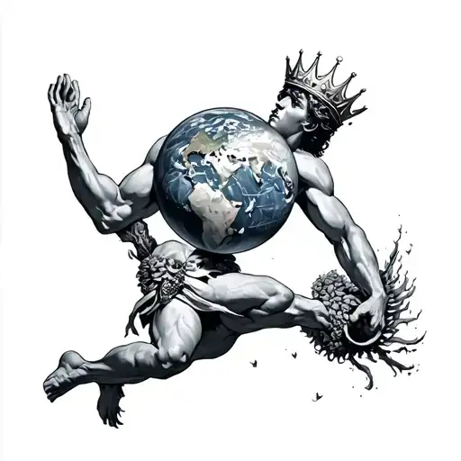 Atlas Holding The Globe And Surrounded By The Spine Crown
