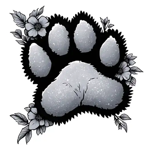 Flowers Around Dog Paw Memorial