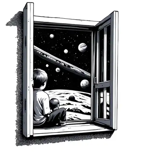 Kid Sitting Out Window Looking At Space