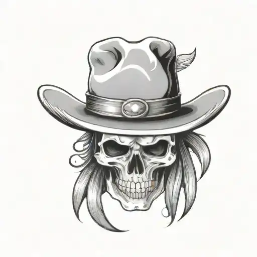 Skull Wearing Cowboy Hat Facing Front