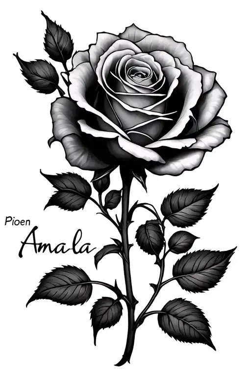 Pioen Rose With Text Amalia