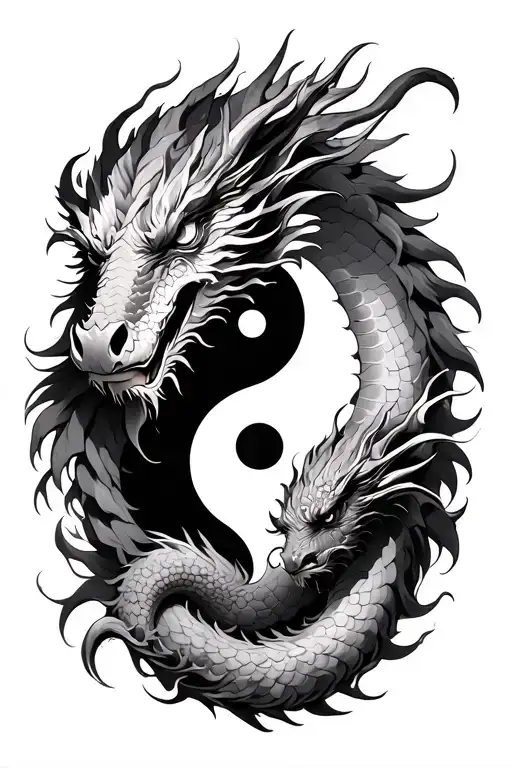 Dragon And Aries With Yin And Yang Full Back