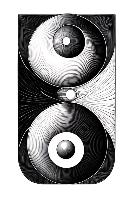 Yin Yang Symbol Formed Using Intricate Geometric Lines