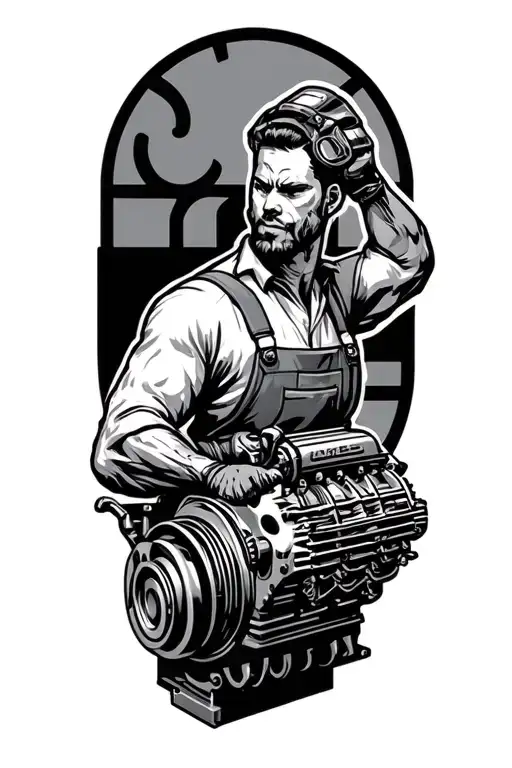 Diesel Mechanic Working On An Engine