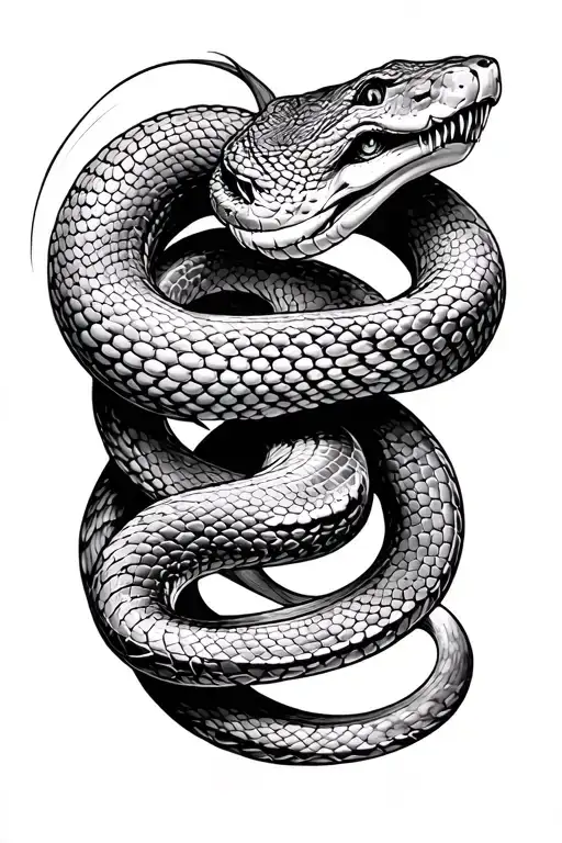 Snake Wrapping Forearm Tattoo Design Combining Elements