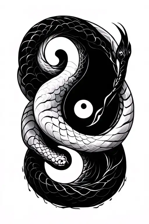 Snake Yin Yang Symbol Formed