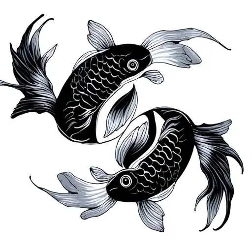 Koi Fish In Ying Yang Symbol Integrated