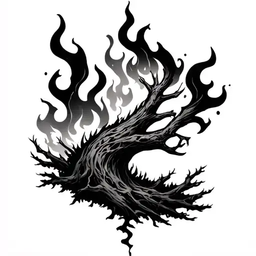Seronity With Burning Forest Tattoo Idea