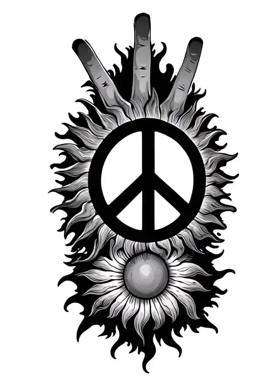 Sun With A Peace Sign In The Middle