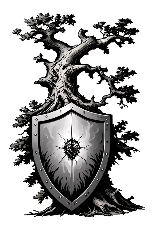 Oak Tree On Shield