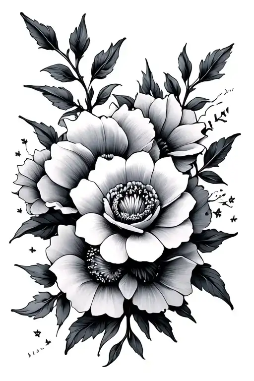 Roman Numerals Flowers Intertwined