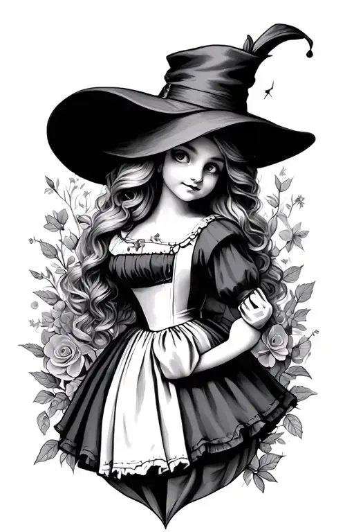 Alice In Wonderland Tattoo For Outer Thigh