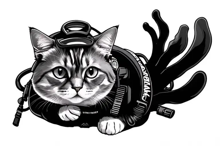 White Cat Who Scuba Dive
