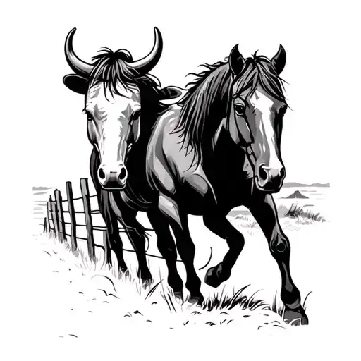 Cowboy Horses Bulls And Fences