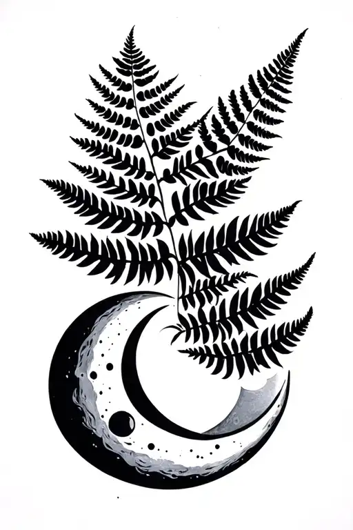 Moon Phases With A Fern Interwined