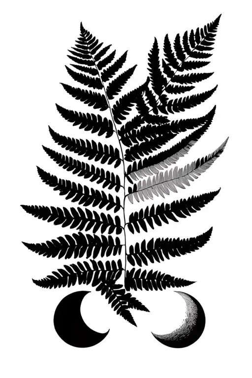 Moon Phases With A Fern Leaf