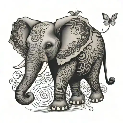 An Elephant Surrounded By Uplifting Quotes And Symbols Of Positivity