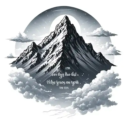Mountain Range With Bible Verse Written In The Clouds