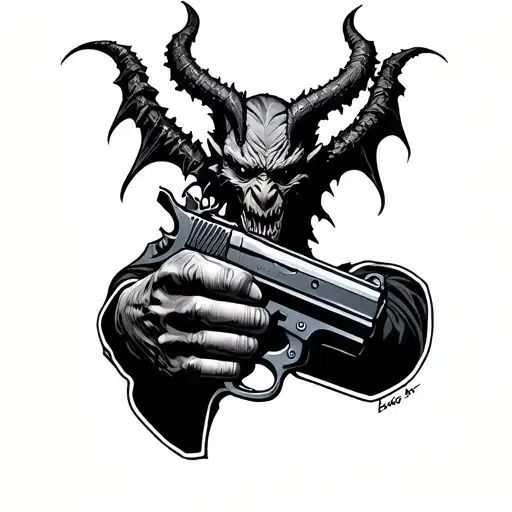 Demon Holding Pistol