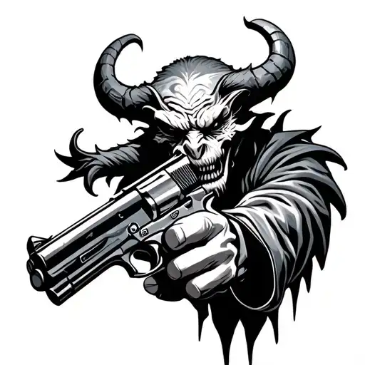 Demon Holding Pistol