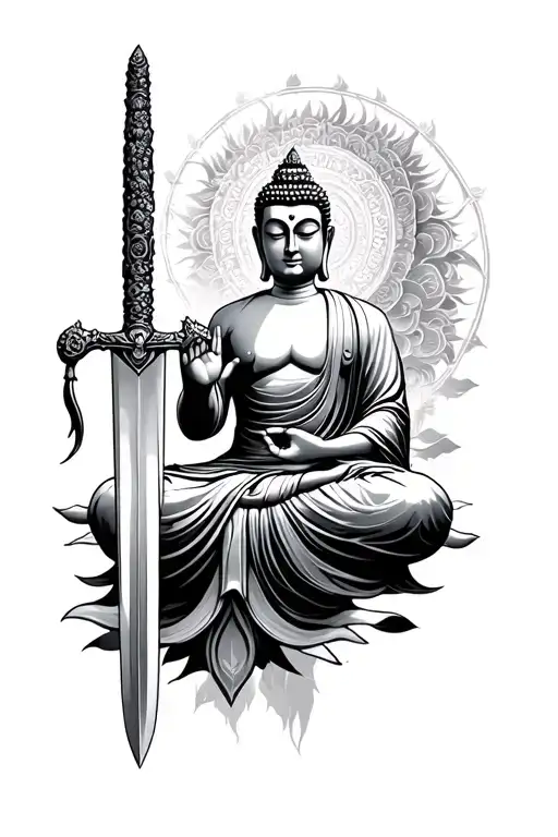 Buddha With Sword Going