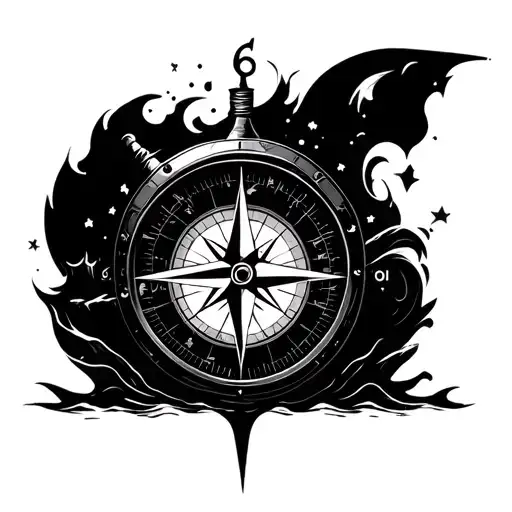 Compass Above Ocean Themed Technology
