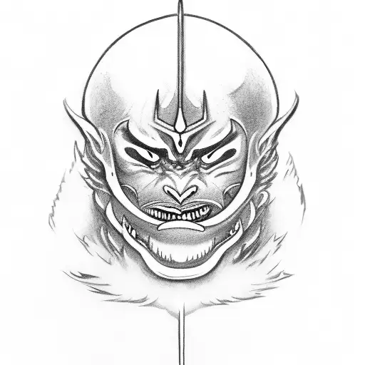 Katana With An Oni Face In The Blade