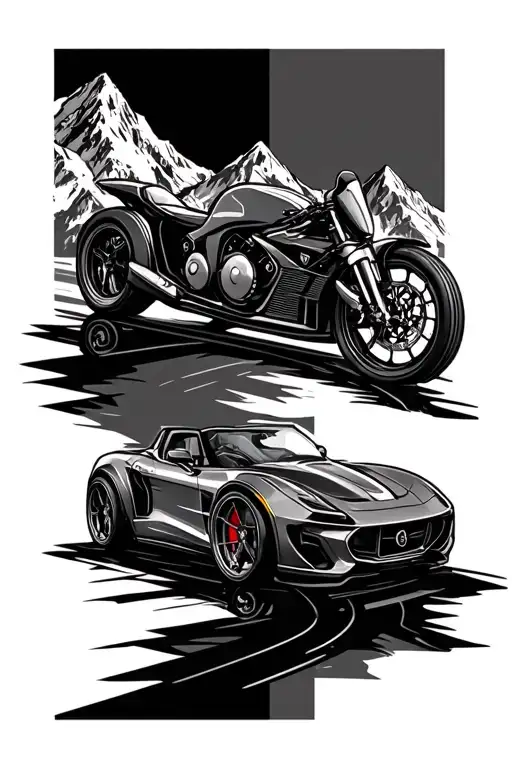 Mountains Sports Car And Bikes