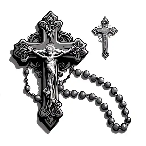 Cross Wrapped In A Rosary