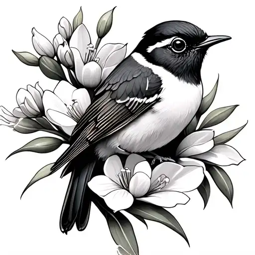 Canyon Wren On Cactus Blossoms