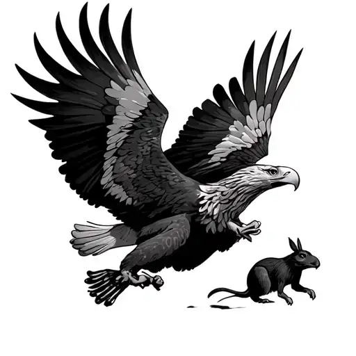 Eagle Chasing Mouse Running Away