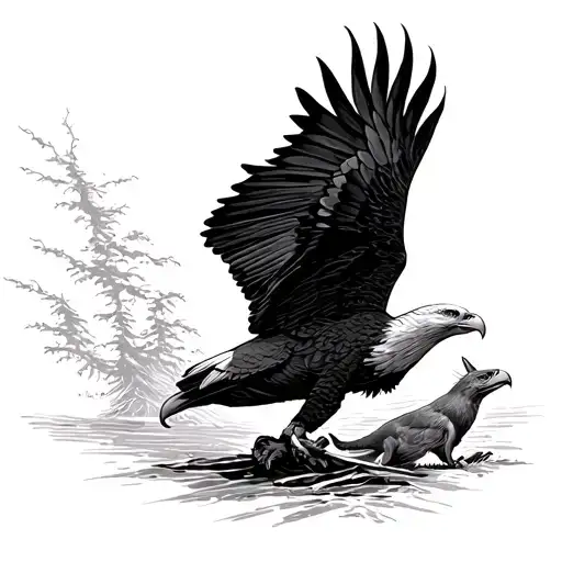 Eagle Diving At Mouse Running Away