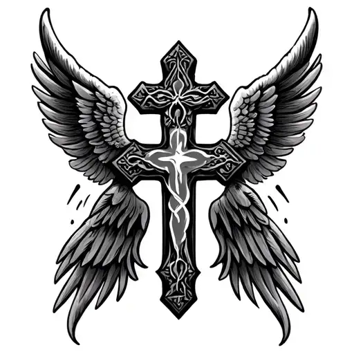 Cross With Wings Around Christian