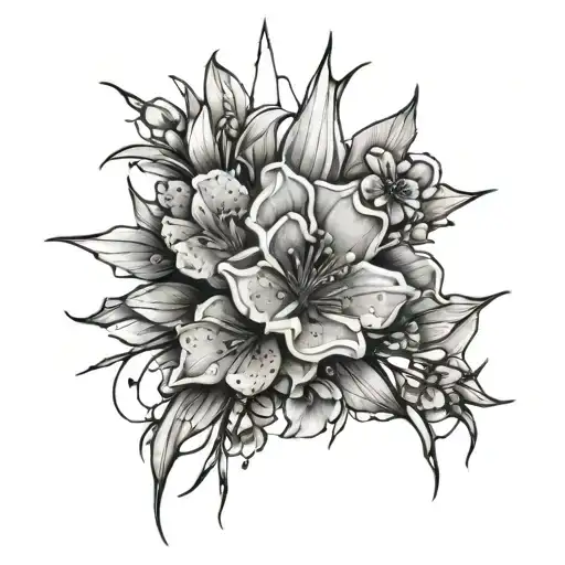 Broken Glass With Wild Flowers Growing Out Of It