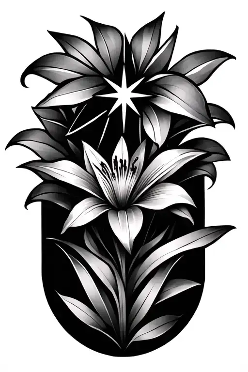 I Want A Geometric Fine Tattoo With A Star And A Lily