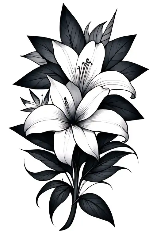I Wish A Fine Geometric Line Tattoo With A Star And A Lily