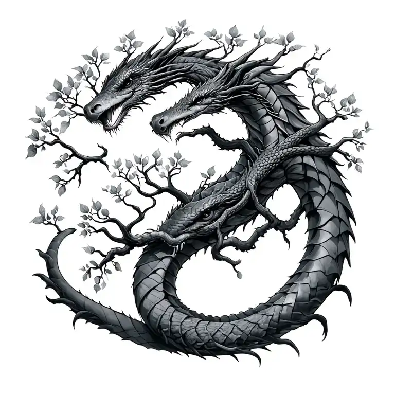 Jormungandr With Tree Of Life Intertwined
