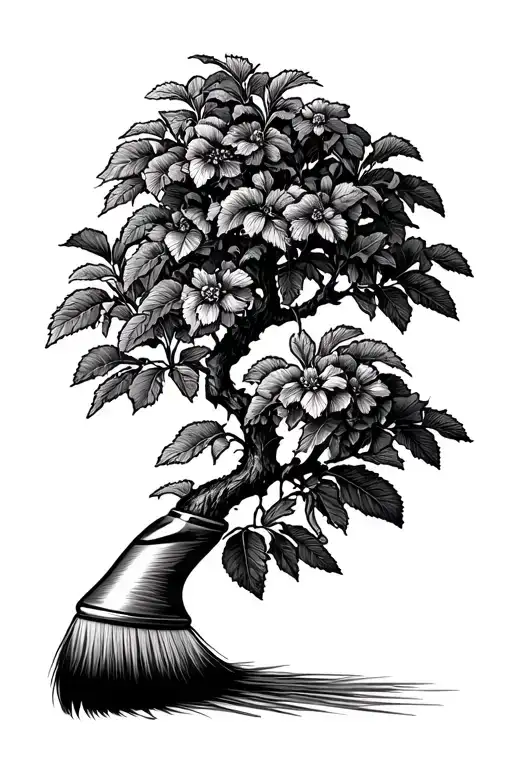 Paintbrush With Clementine Tree Coming Out Of The Tip Of The Handle