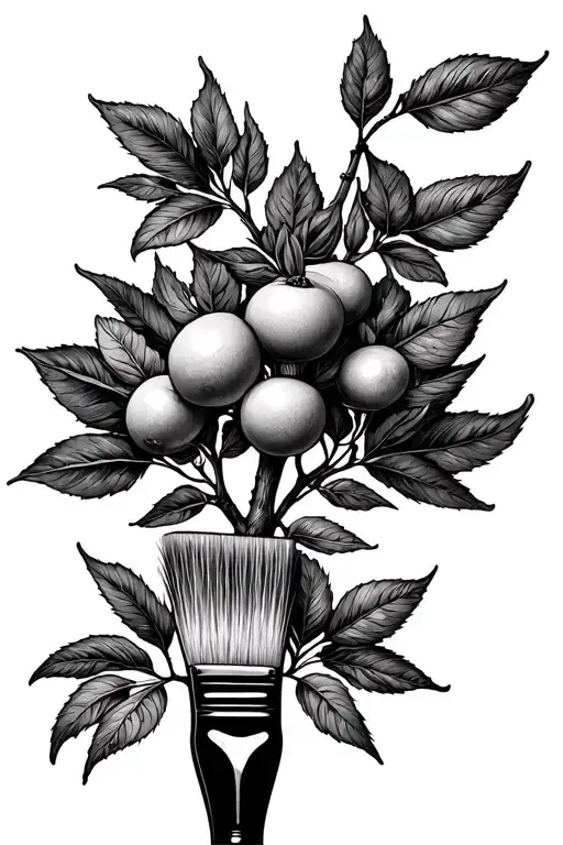 Paintbrush With Clementine Tree Coming Out Of The Tip Of The Handle