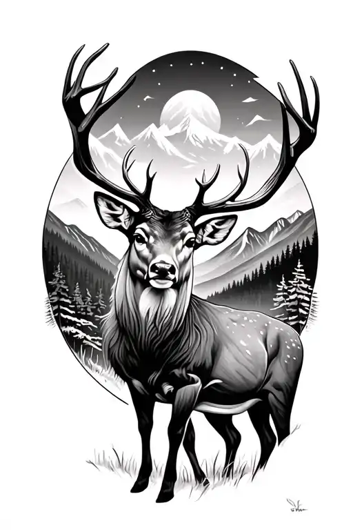 Hunting Deer Forrest And Moutains